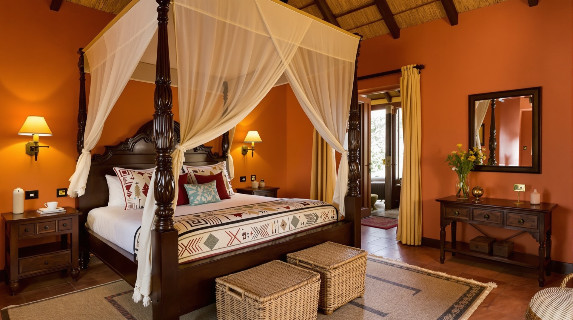 Stanza africana del Ninna Nanna B&B con toni caldi della terra e arredi etnici