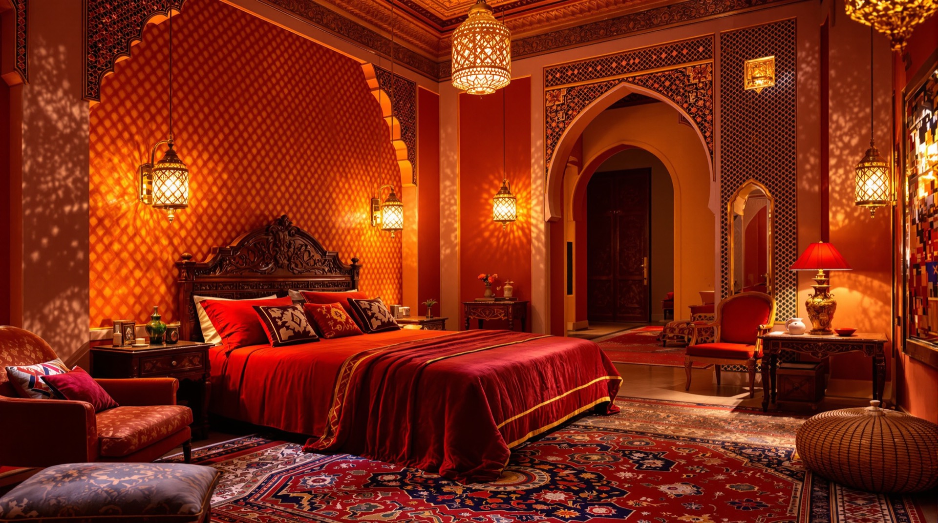 Stanza marocchina del Ninna Nanna B&B con lanterne e tessuti dai colori intensi